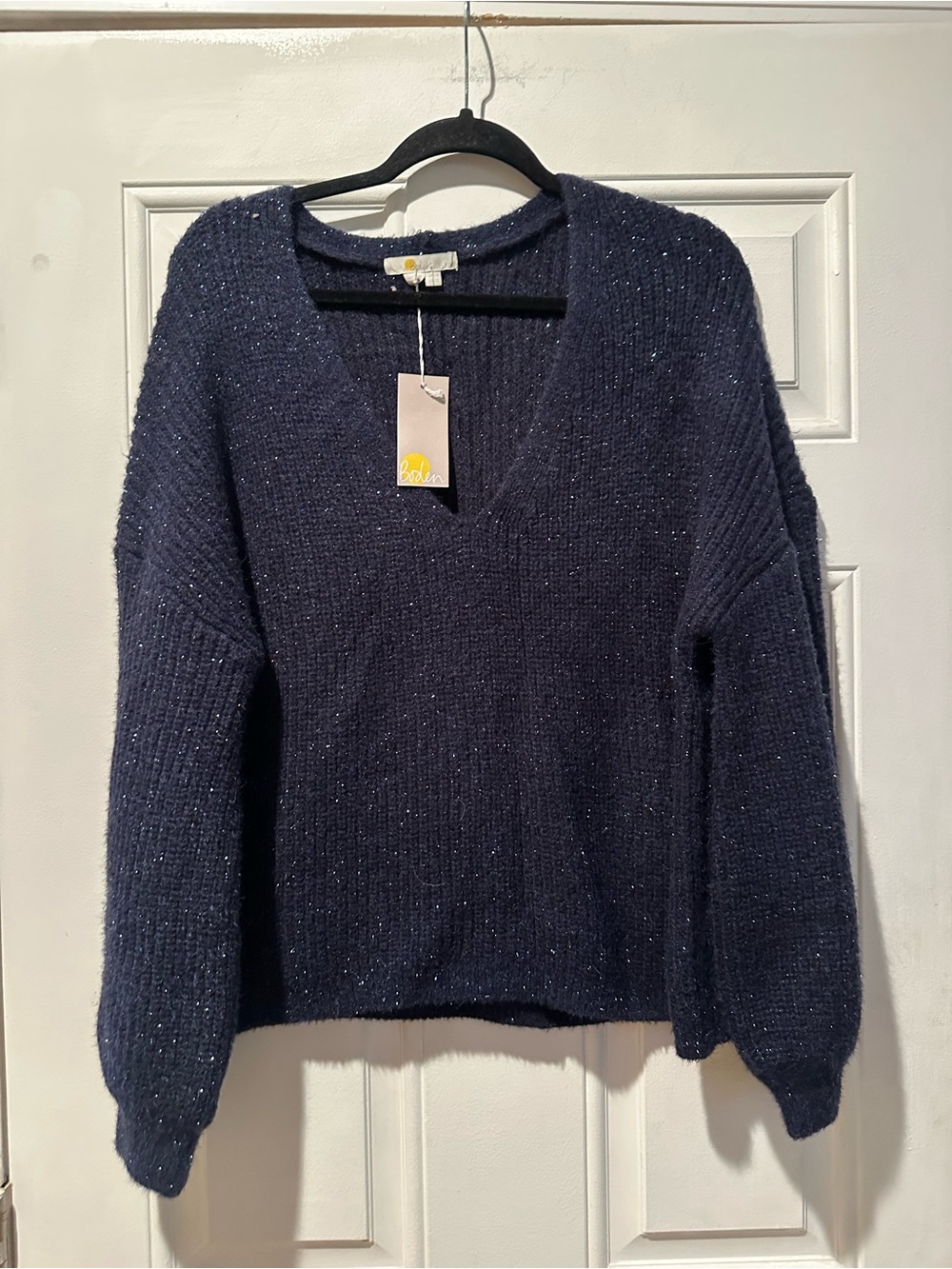 Boden Navy Sparkle Scoop-Neck Sweater New & Cute!